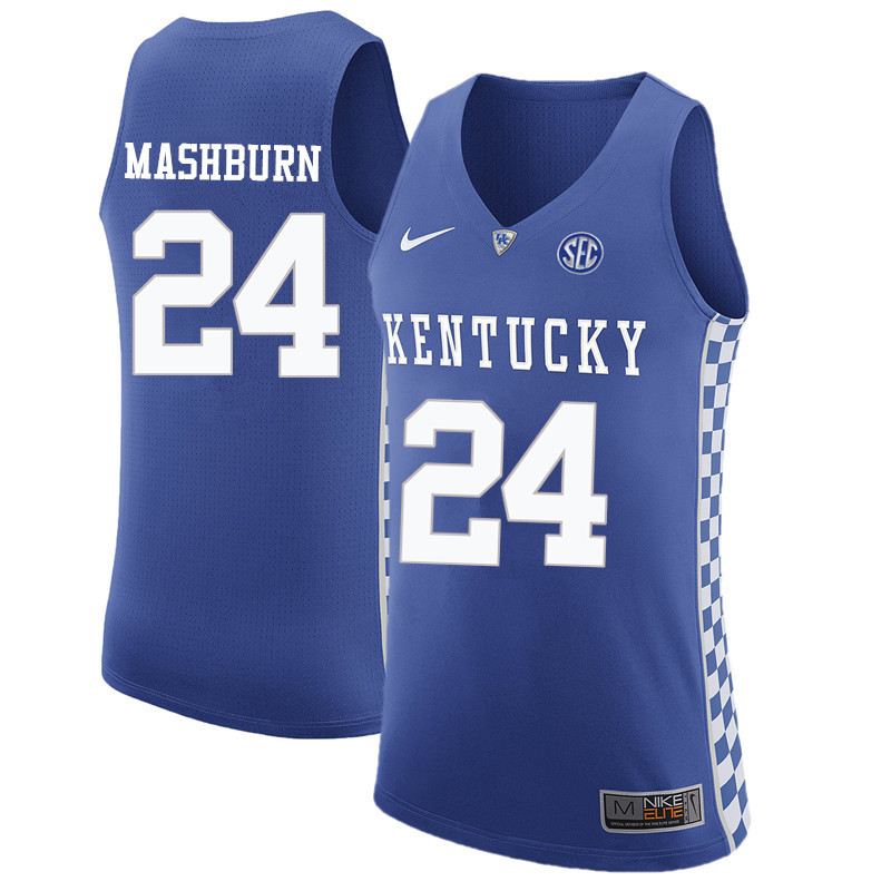 Men Kentucky Wildcats #24 Jamal Mashburn College Basketball Jerseys-Blue